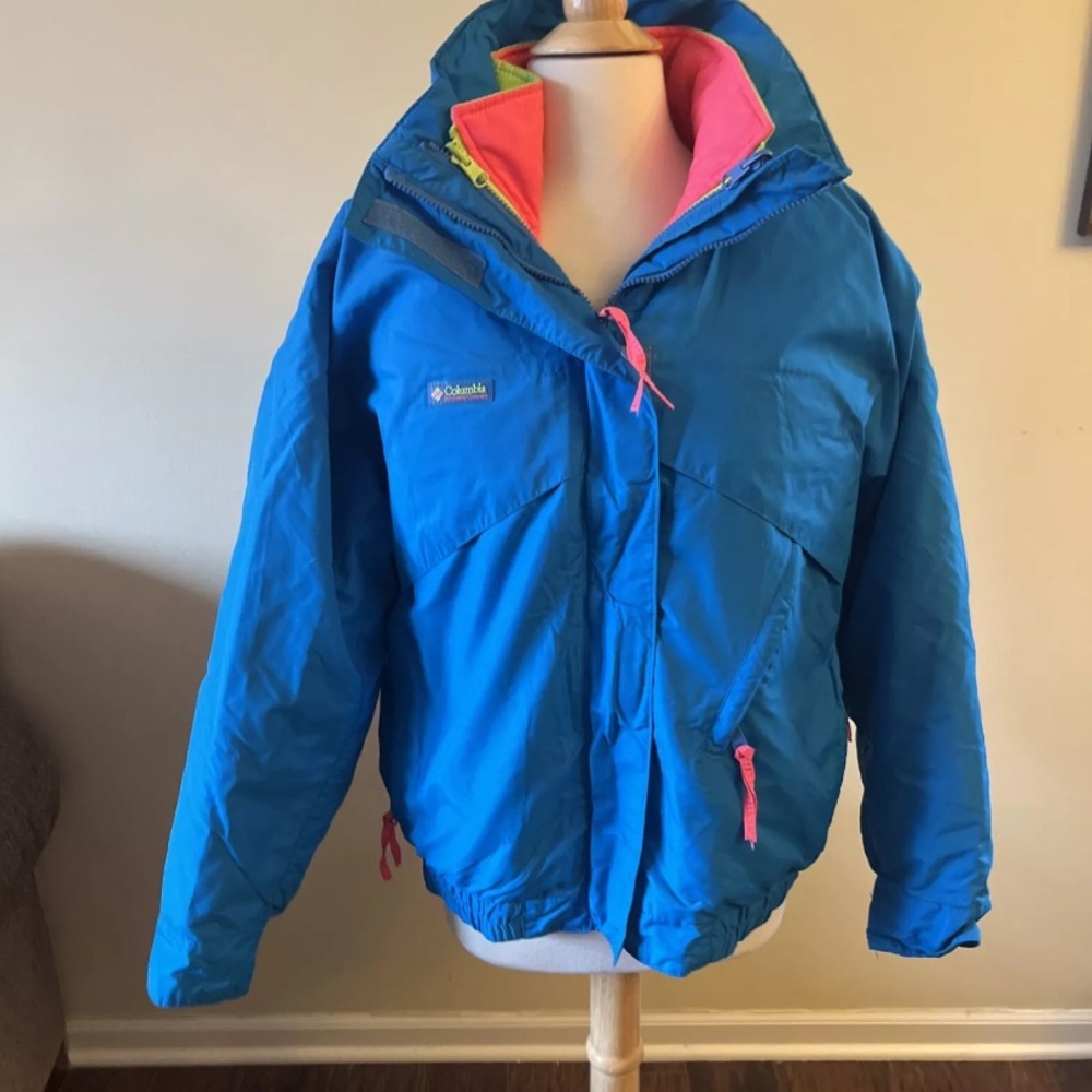 Vintage 1980s Columbia Whirlibird NEON 3-in-1 Down Insulated Ski Jacket